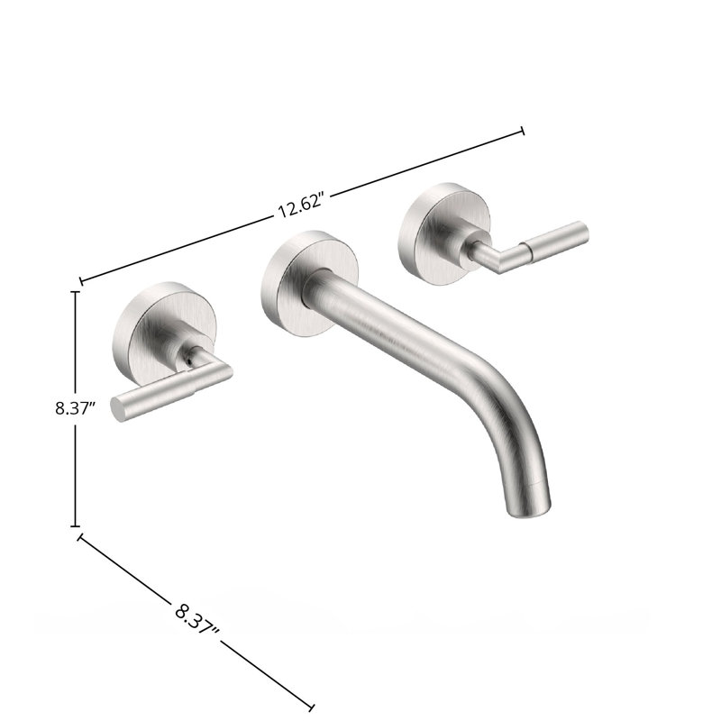 DAX Wall Mount Brass Bathroom Faucet, Brushed Nickel