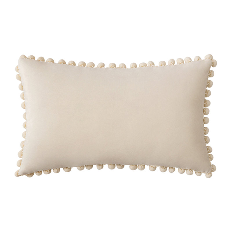 Housse de coussin en velours, Crème, Housse de coussin seulement - sans coussin, 14 po x 20 po