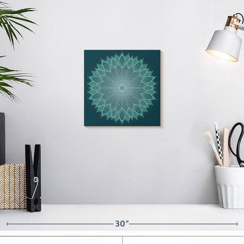 Mandala de couleur turquoise Kerner, H 10 po x l 10 po