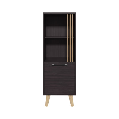 Armoire de 47 po avec tablette ouverte et rangement dissimulé. Chêne foncé. Moderne pour la décoration de chambre. Fabrication en panneau de particules. H 46,64 po x l 16,07 po x P 14 po. Solution de rangement polyvalente. Design