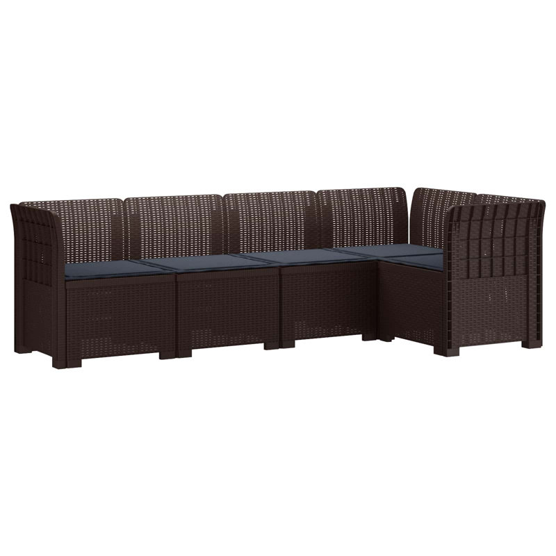  Garden Sofa Rattan Look PP Outdoor Style Seating Contemporary Furniture, Light Grey, Brown
