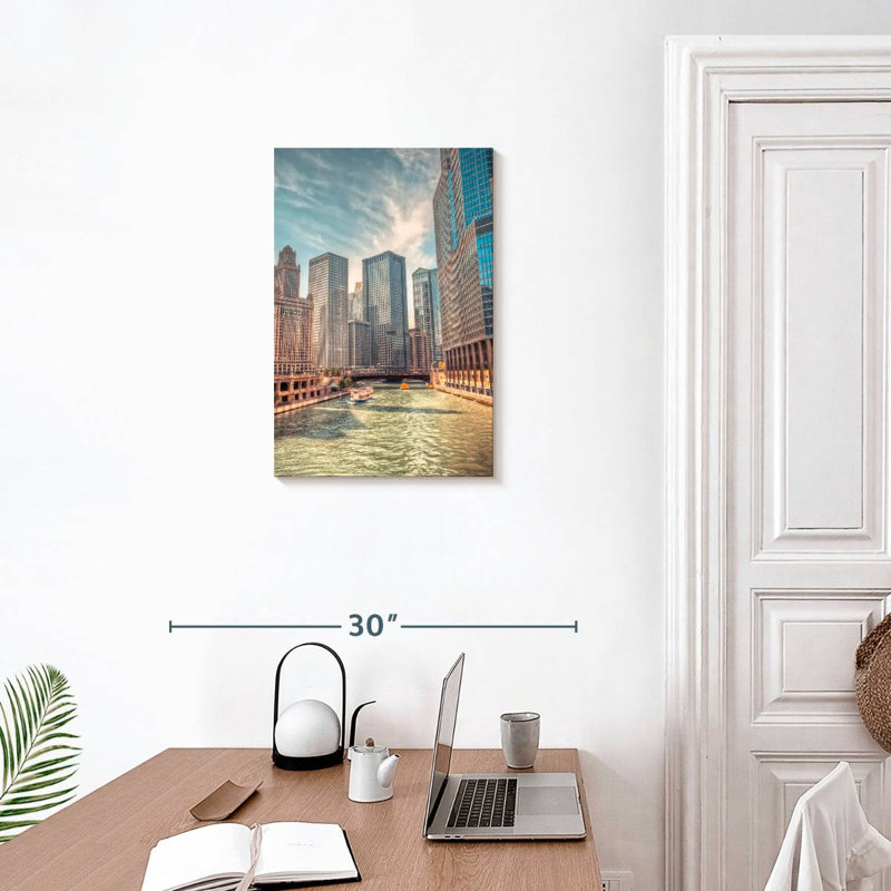 Aime Exploring Chicago River, 24" H x 16" W