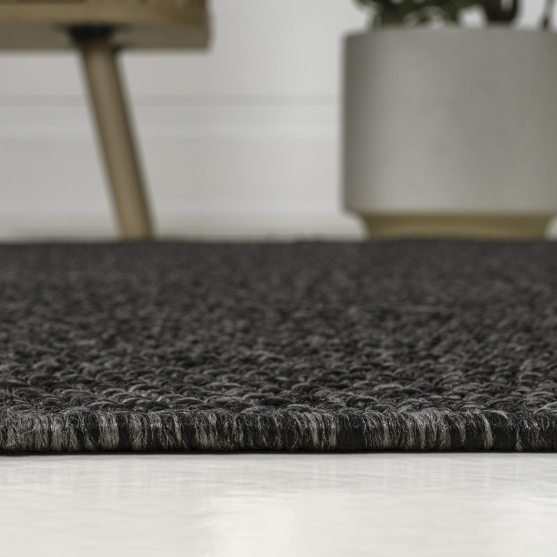 Tapis d'intérieur / extérieur naturel de couleur unie Solana Easy Rustic, Rectangle 3 pi 11 po x 6 pi, Gris foncé