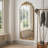 58"X24" Arched Full Body Mirror With Vintage Ornate Carved Applique On Top And Bottom-1300797630