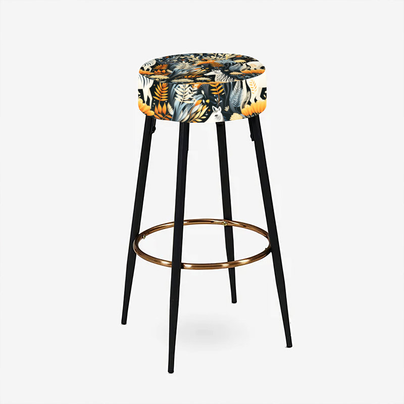 Elodea - Ensemble de 2 tabourets de bar à imprimé, Orange, bleu, nomade, zèbre, aventure