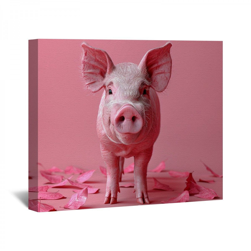 Cochon, reproduction sur toile encadrée, H 20 po x l 24 po x P 2 po