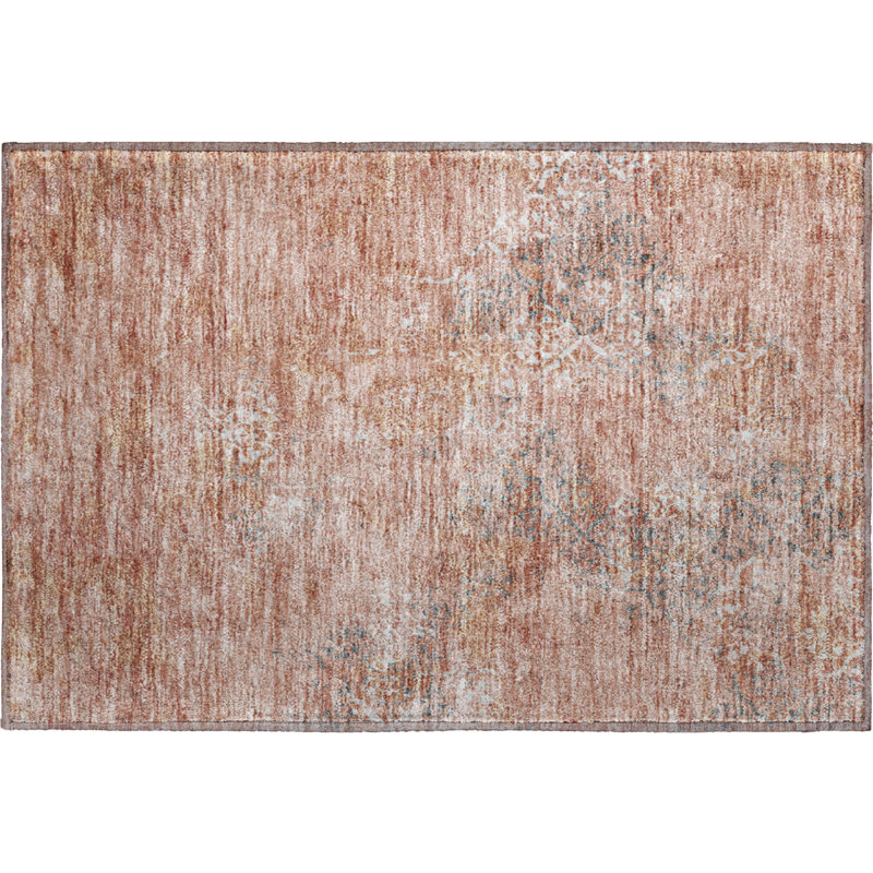 Premium Machine Washable Prisco Salmon Rug, Rectangle 1'8" x 2'6"