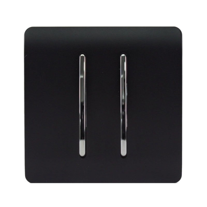 Trendi Switch 2 Gang 1 or 2 way Rocker Light Switch, Matt Black