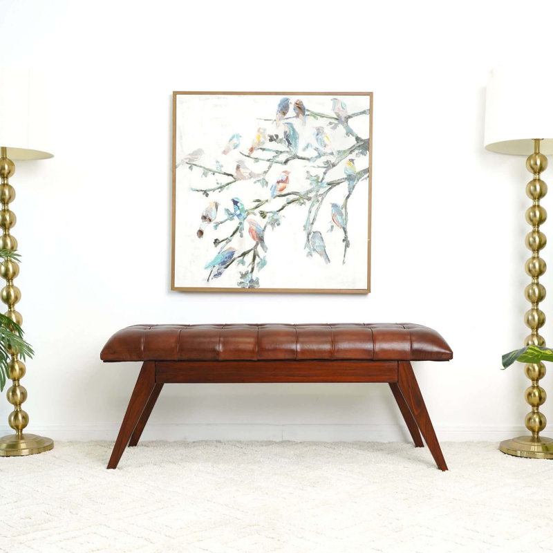 Banc en cuir brun clair Maja