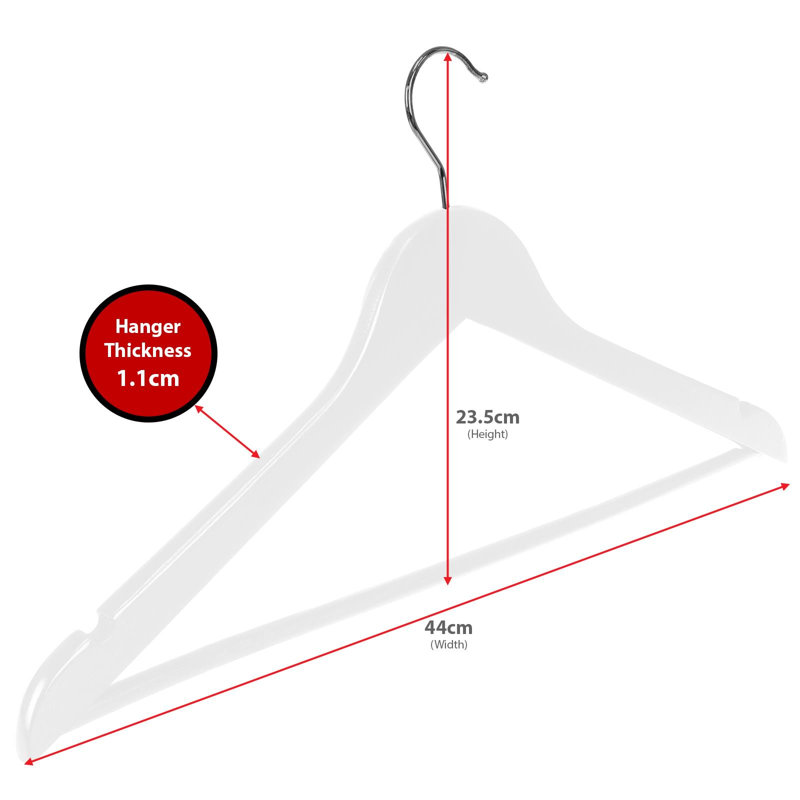 Yerkes Wood Standard Hanger for Dress/Shirt/Sweater, White