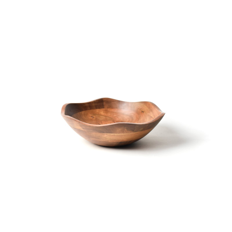 Bol à volants en bois, H 4,65 po x l 13,6 po x P 13,6 po