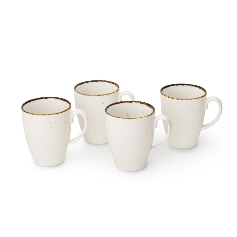 Lazuro Kitchenware - Porcelain Coffee Mug Set of 4 - Cups for Tea, Cappuccino, Latte, Chocolate, Hot or Cold Drinks - 12.5oz - Sandy