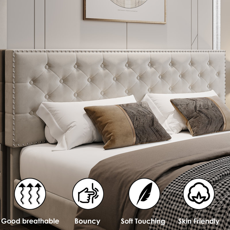 Latitude Run Emanuell Velvet Tufted Bed Frame | Wayfair
