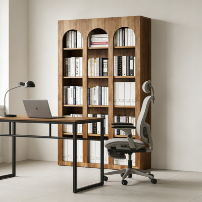 Nordic Solid Wood Bookcase, Multi-Tiered Natural Timber Storage Shelving, Floor-Standing Living Room & Study Storage Unit by 17 Stories