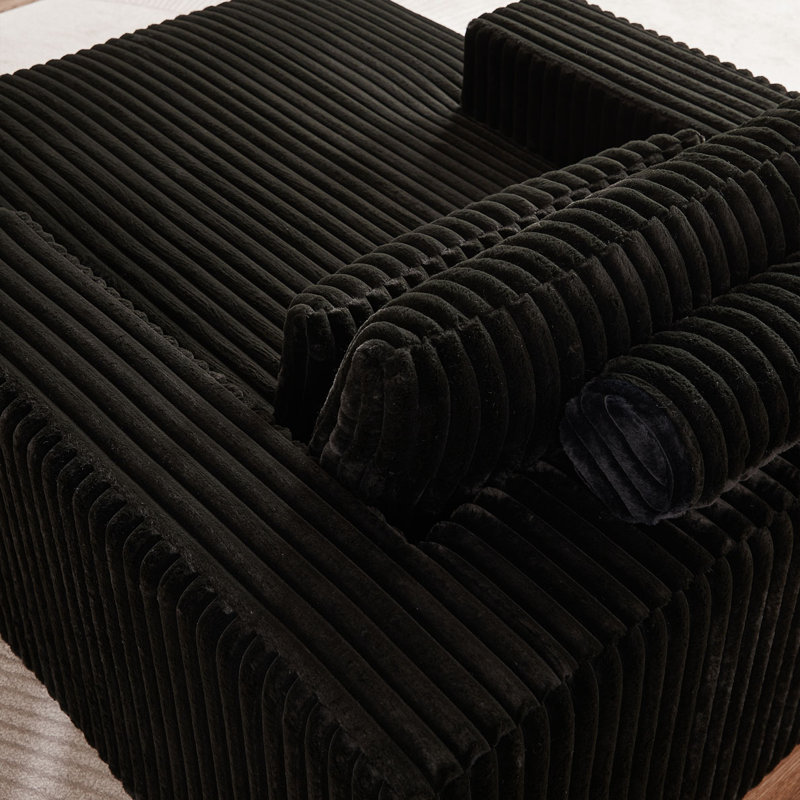Chaise longue en velours côtelé Corduroy, aucun assemblage requis, Velours côtelé noir