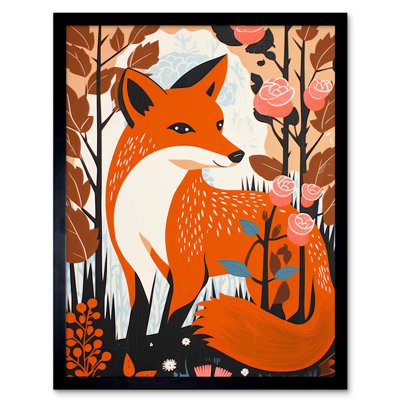 Alexzavier The Fox And Rose - Single Picture Frame Print