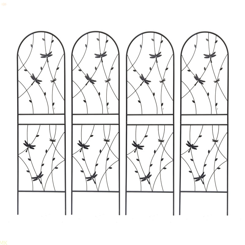 Paquet de 4 treillis de jardin en métal antirouille pour plantes grimpantes déco de libellules