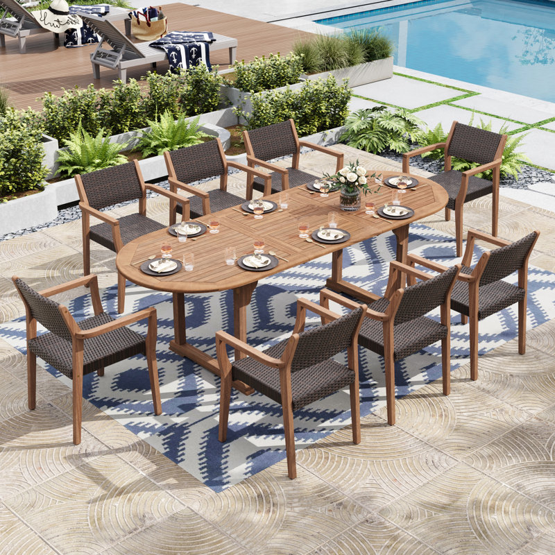 Oval Extendable Outdoor Dining Set, 8