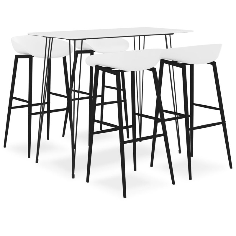 Barger 4 - Person Dining Set, White/Black, White