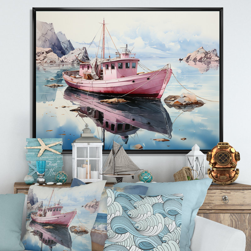 " Pink Teal Iceberg Arctic Mirage ", H 16 po x l 32 po x P 1 po, Cadre flottant noir
