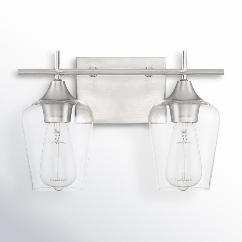 Luminaire de salle de bain à intensité variable Breena en nickel satiné, Nickel satiné, Clear