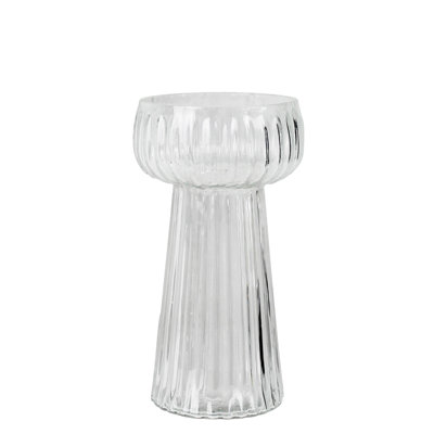 Fluted Ribbed Bulb Vase, Glass - Lrg