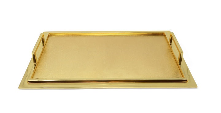 Stainless Steel Tray, 2.25" H x  19.25" W x 12.75" D, Gold