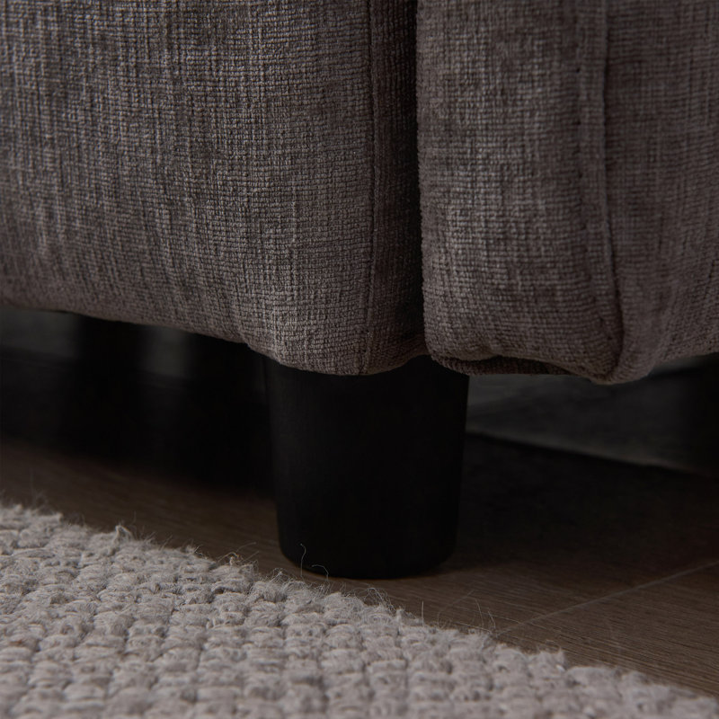 Canapé modulaire de 105 po en tissu de chenille rembourré de 105 po avec canapé à 3 places et repose-pieds, Gris