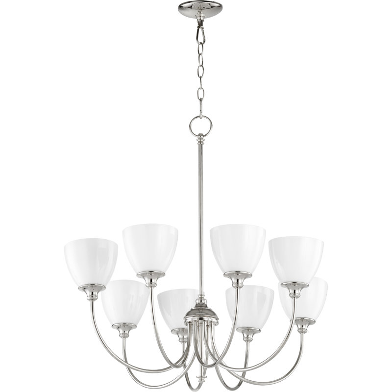 lustre gris classique/traditionnel 8 lumières  Dian, Nickel poli