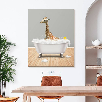 Impression sur toile, girafe et baignoire