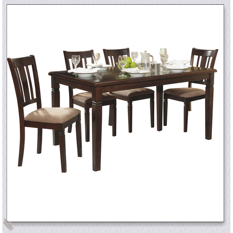 Ensemble de salle à manger 5 pièces de style transitionnel avec table en bois espresso et chaises rembourrées en tissu pour un décor élégant