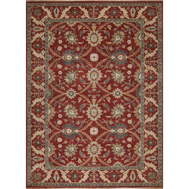 Treasures Wool Oriental Area Rug in Red, Rectangle 10' x 14'