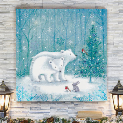 Ours polaire de Noël - reproduction sur toile tendue
