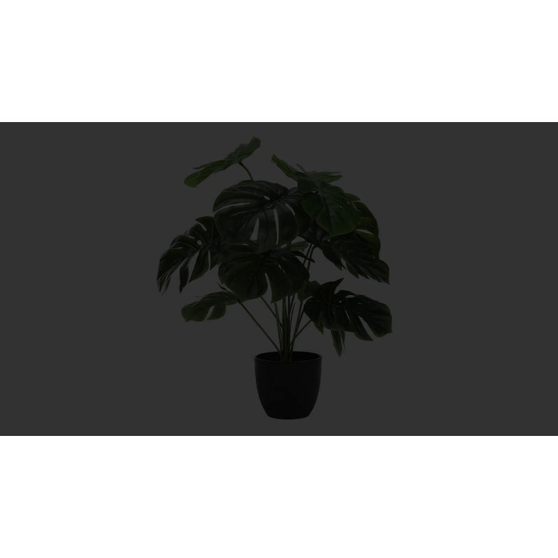 24" Green Monstera Artificial Indoor Floor Plant in Black Pot