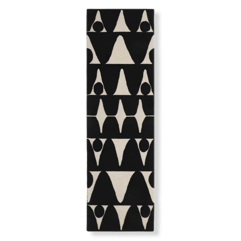 Moroccan Area Rug in Black/Beige, Runner 2'6'' x 12'