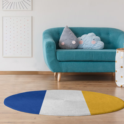 Tapis bleu/jaune