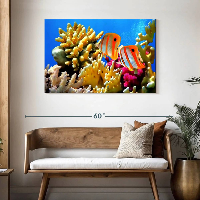 Butterflyfish And Corals, 30" H x 45" W
