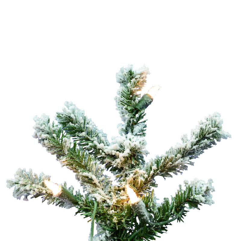 Flocked Alpine 4' H Lighted Artificial Pine Christmas Tree