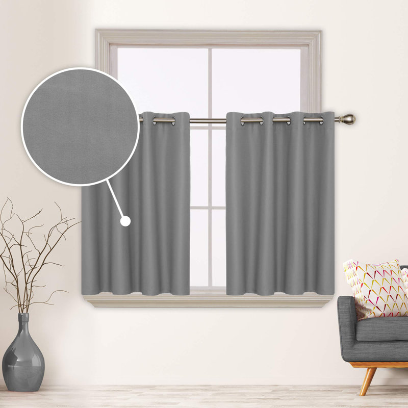 Total Blackout Composited Thermal Insulated Grommet Curtain Panels (Set Of 2), Navy Blue, 52" W x 45" L