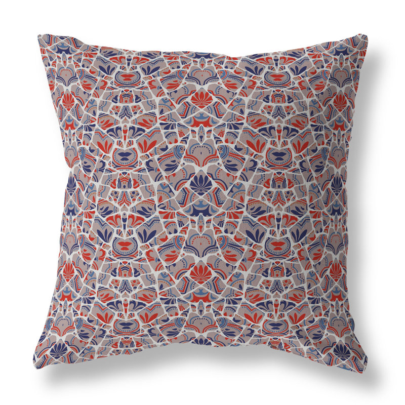 Coussin Wildflower Lagoon, H 18 po x l 18 po, Bleu / blanc / rouge