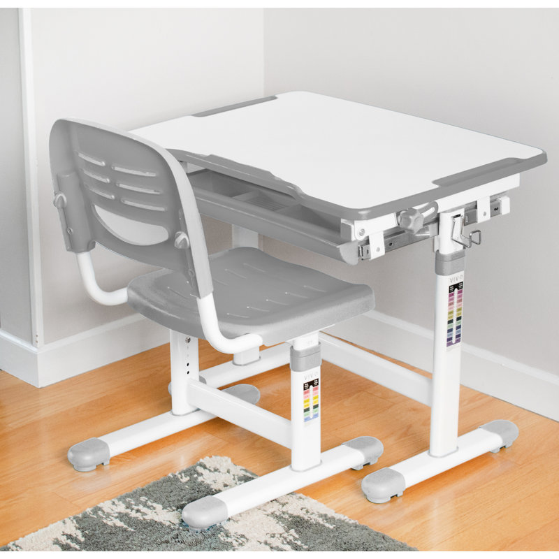 Gray Adjustable Height Kids' Desk Chair with Metal Frame
