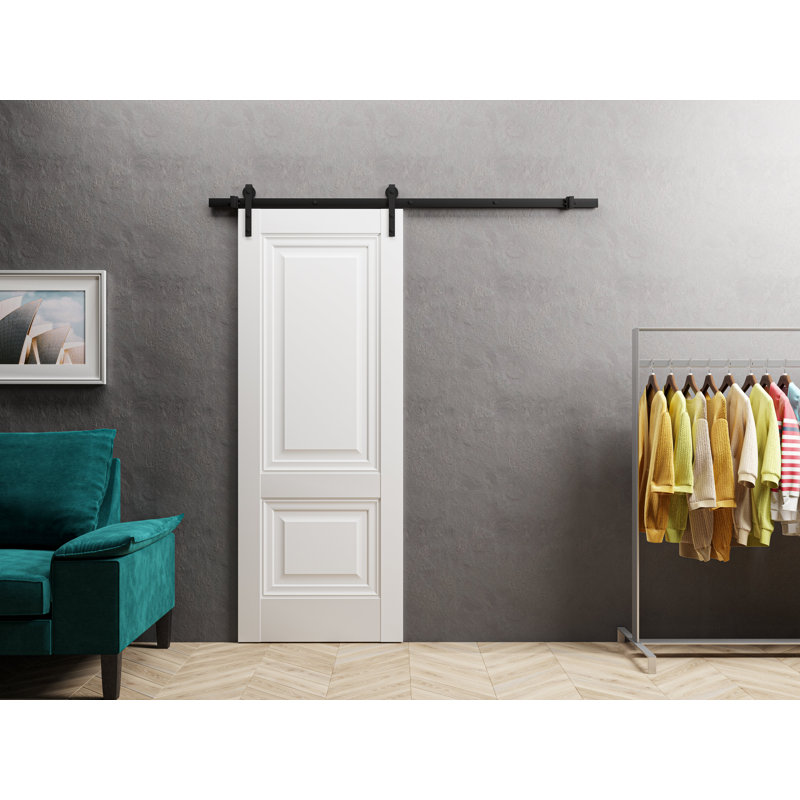 Porte de grange robuste | Lucia 8831 soie blanche | Ensemble de quincaillerie lourde 6,6 pi | Portes intérieures solides