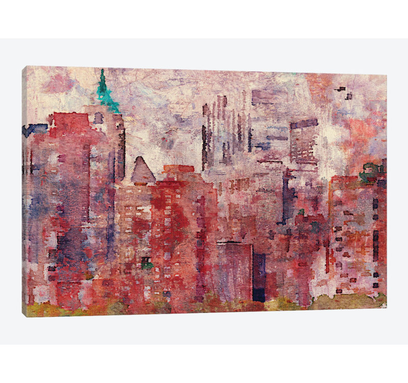 « coloré new york ii », impression sur toile, H 12 po x l 18 po x P 1,5 po, Toile tendue, Pas de tapis