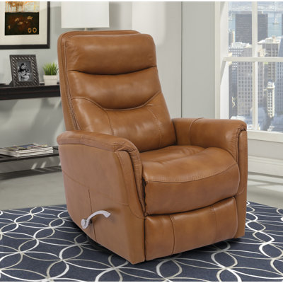 Akeelah 31" Top Grain Leather Manual Swivel Glider Recliner