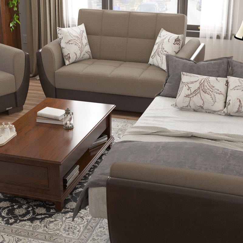 Causeuse convertible avec rangement en polyuréthane Primenest Nimbusflow, Beige