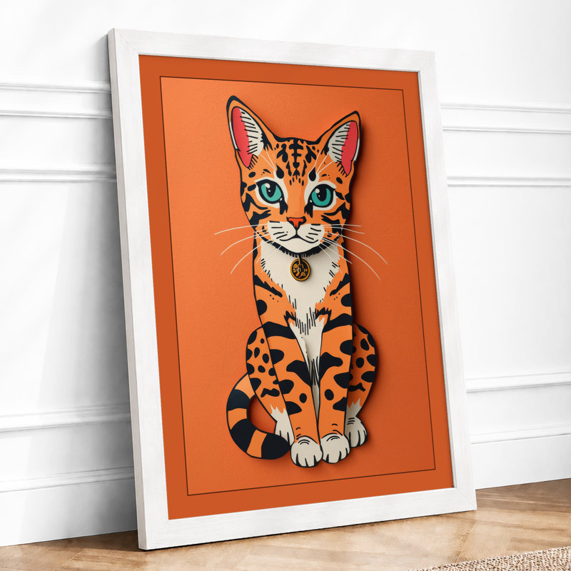 Tabby's Gaze Modern - Framed Print, A2 - 59.4 x 42.0 cm, White