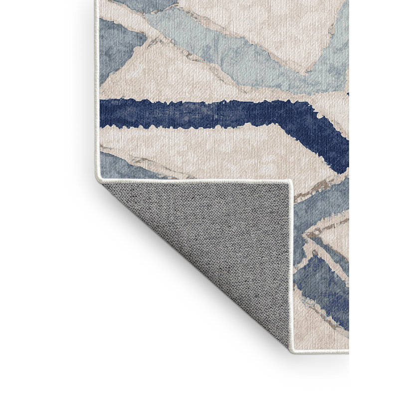 Machine Washable Beige Area Rug, Rectangle 7' x 9'