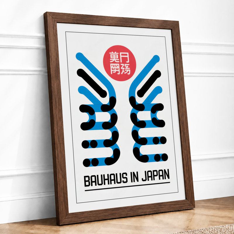 Bauhaus in Japan Geometric - Framed Print, A4 - 29.7 x 21.0 cm, Walnut