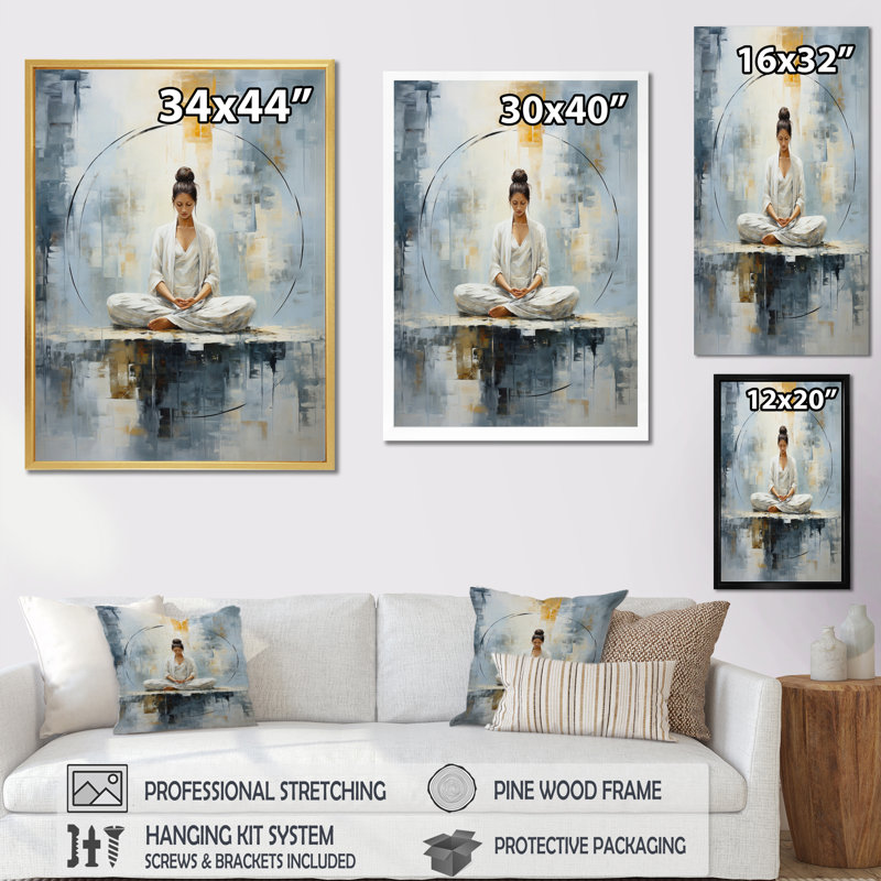 «Yoga Serene Zen Pastel III», reproduction d'art sur toile, Or, H 20 po x l 12 po x P 1 po