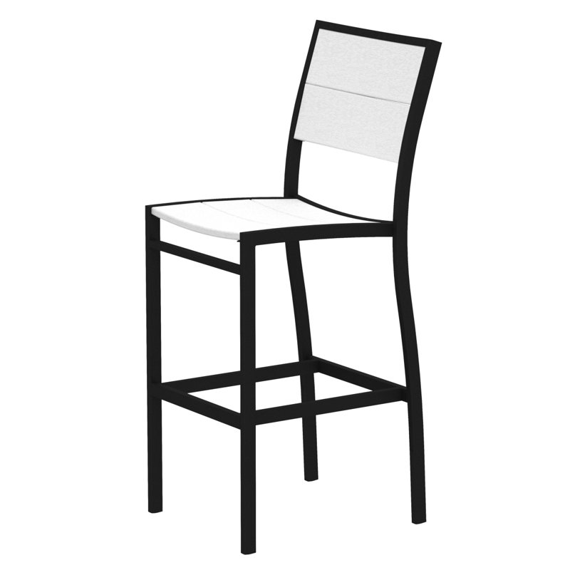 Chaise d'appoint de bar POLYWOOD Surf City, Noir texturé / Blanc classique